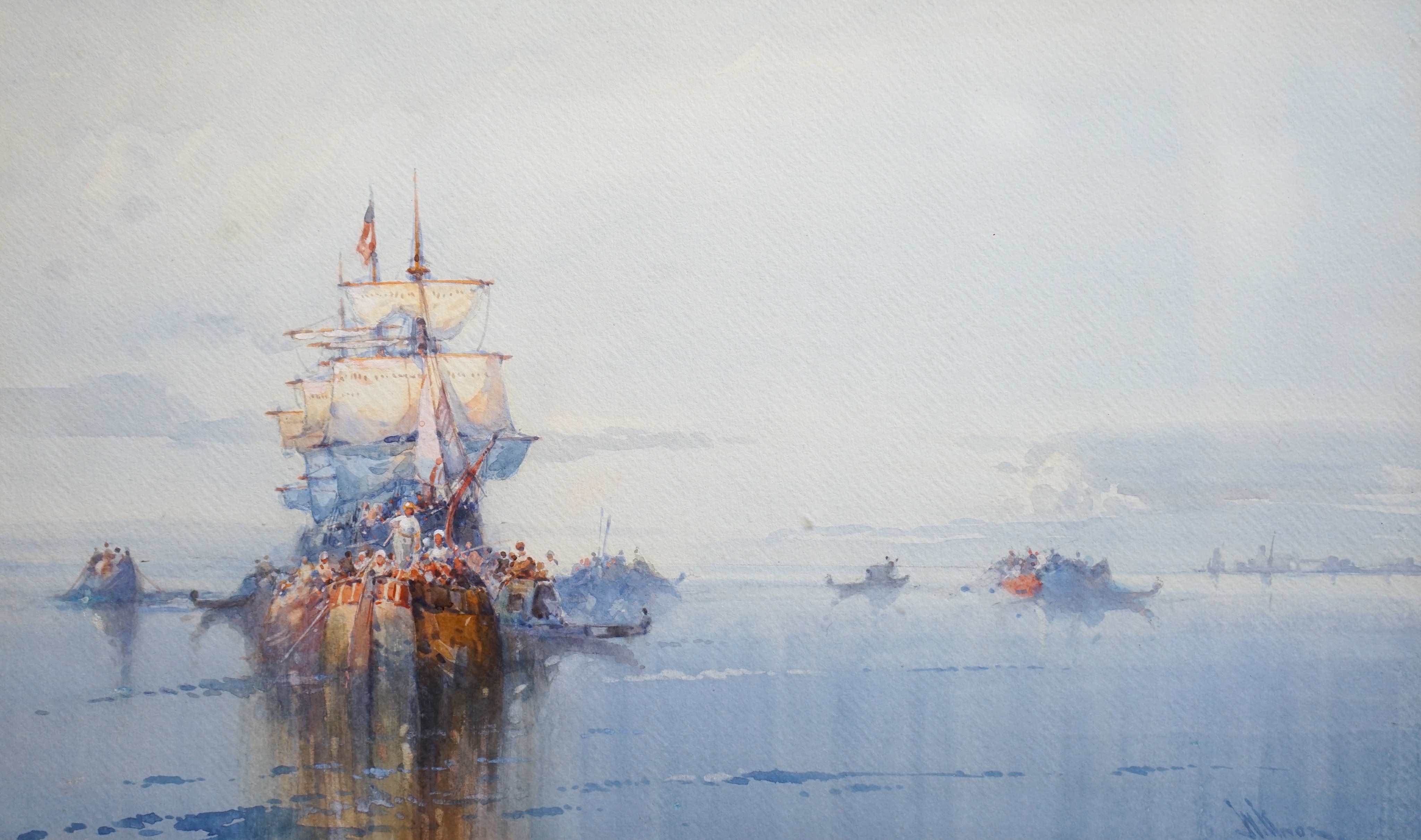 William Knox (1862-1925), watercolour and gouache, Off Venice, signed, 29 x 48cm